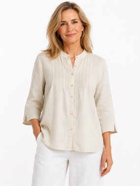 JM Collection 100%
Linen Button Front
Top Size 16